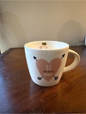 Slant Collections White Ceramic 'Be (Really) Brave' Heart Mug - Pink Accent